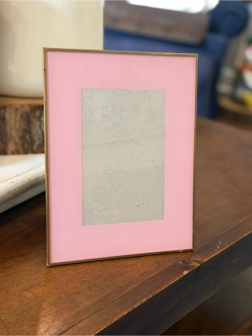 Kenar Home Brass Trimmed Pink Mat Accent Photo Frame. Neutral | Pastel | Coquett
